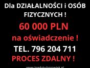KREDYT DLA FIRM I OSÓB FIZYCZNYCH NA OŚWIADCZENIE DO 60 TYS.