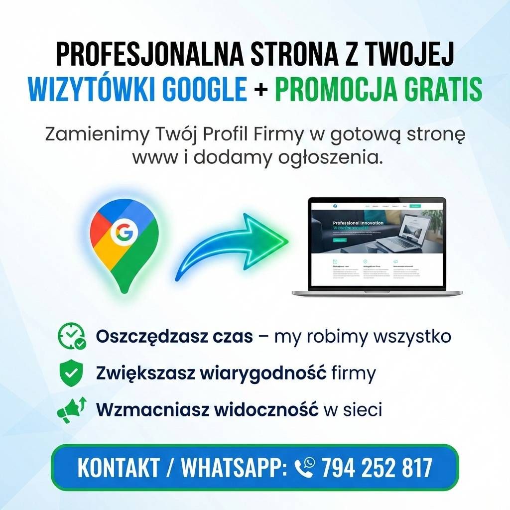 Strona firmowa na podstawie wizytówki Google cała Polska - Zdjęcie 1