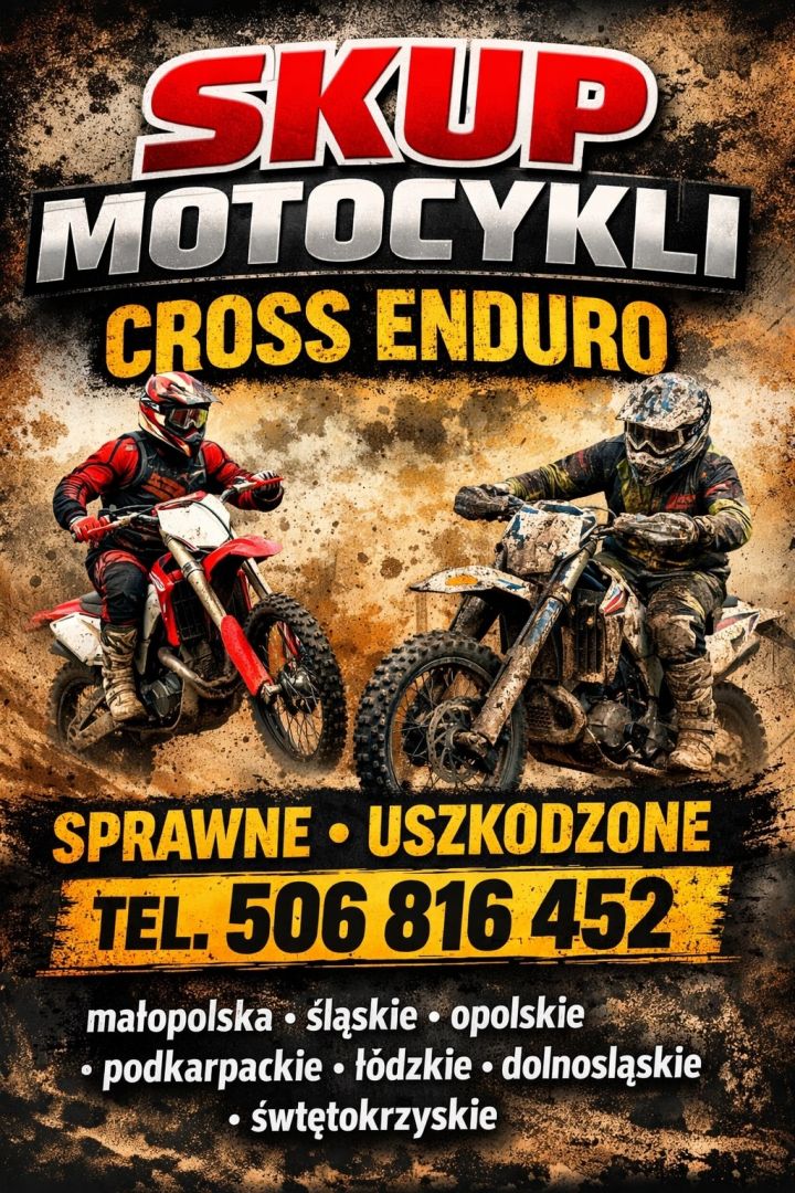 SKUP MOTOCYKLI CROSS CROSSY CROSSÓW ENDURO -SPRAWNE I USZKODZONE- DOJEŻDŻAMY Kraków - Zdjęcie 1