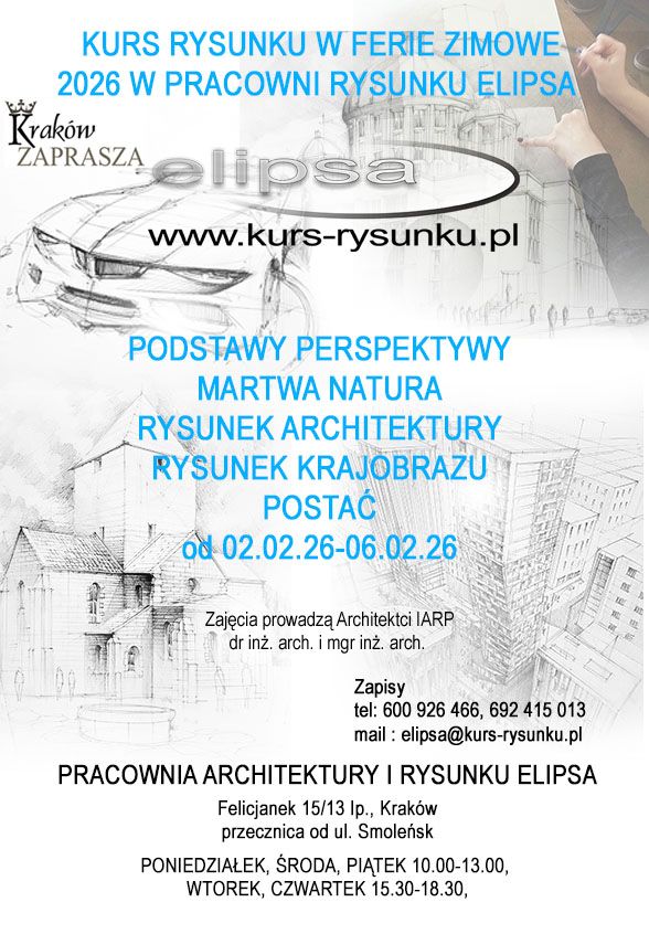 Kurs Rysunku w Ferie Zimowe 2026 w Pracowni Rysunku Elipsa Kraków - Zdjęcie 1