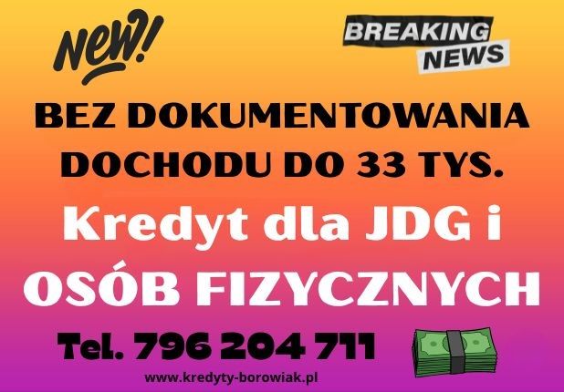 KREDYT DLA JDG I OSÓB FIZYCZNYCH BEZ DOKUMENTOWANIA DOCHODU! Kraków - Zdjęcie 1