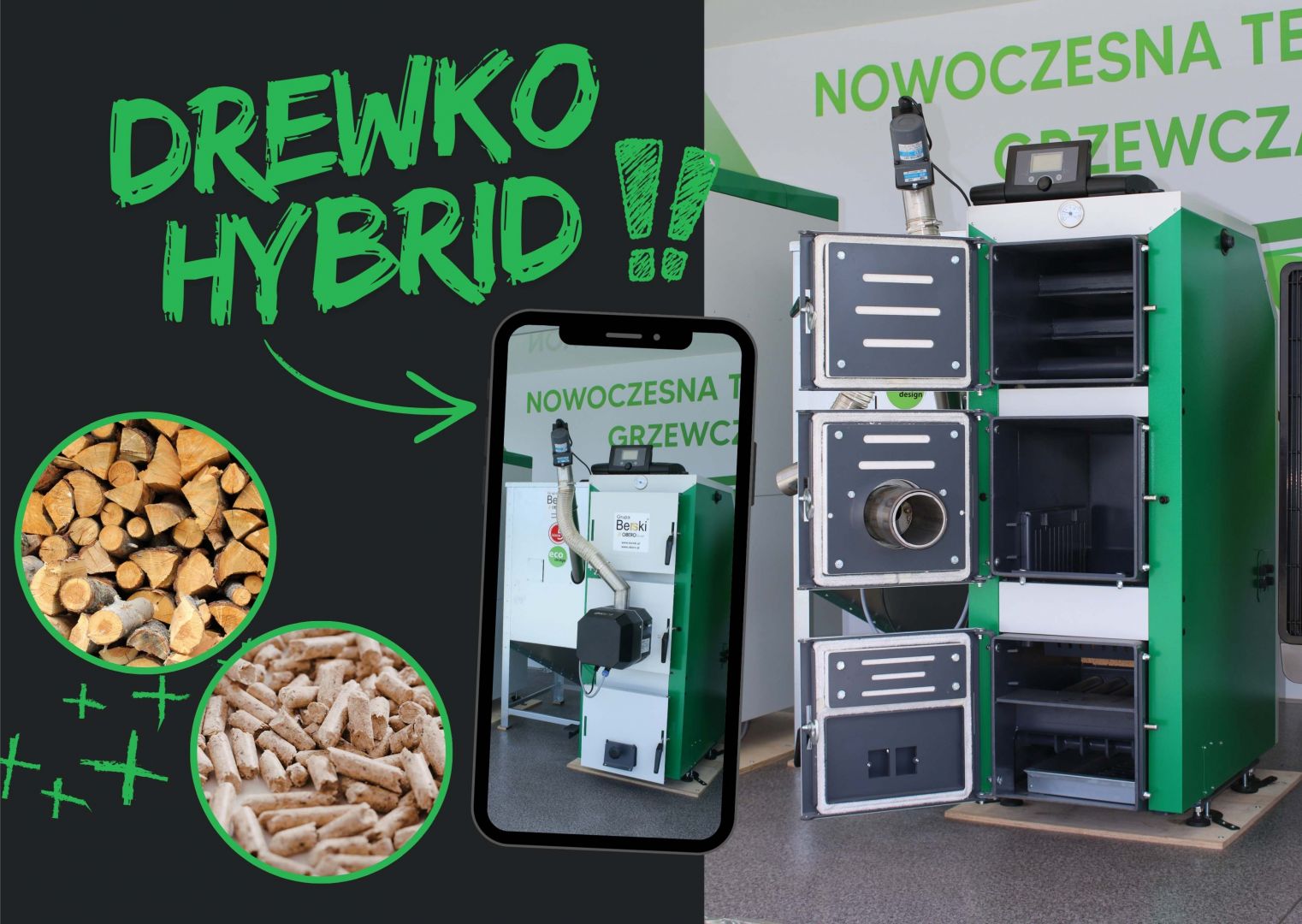 DrewKo Hybrid 12 kW – dwupaliwowy kocioł na drewno i pellet Brzeźnio - Zdjęcie 1