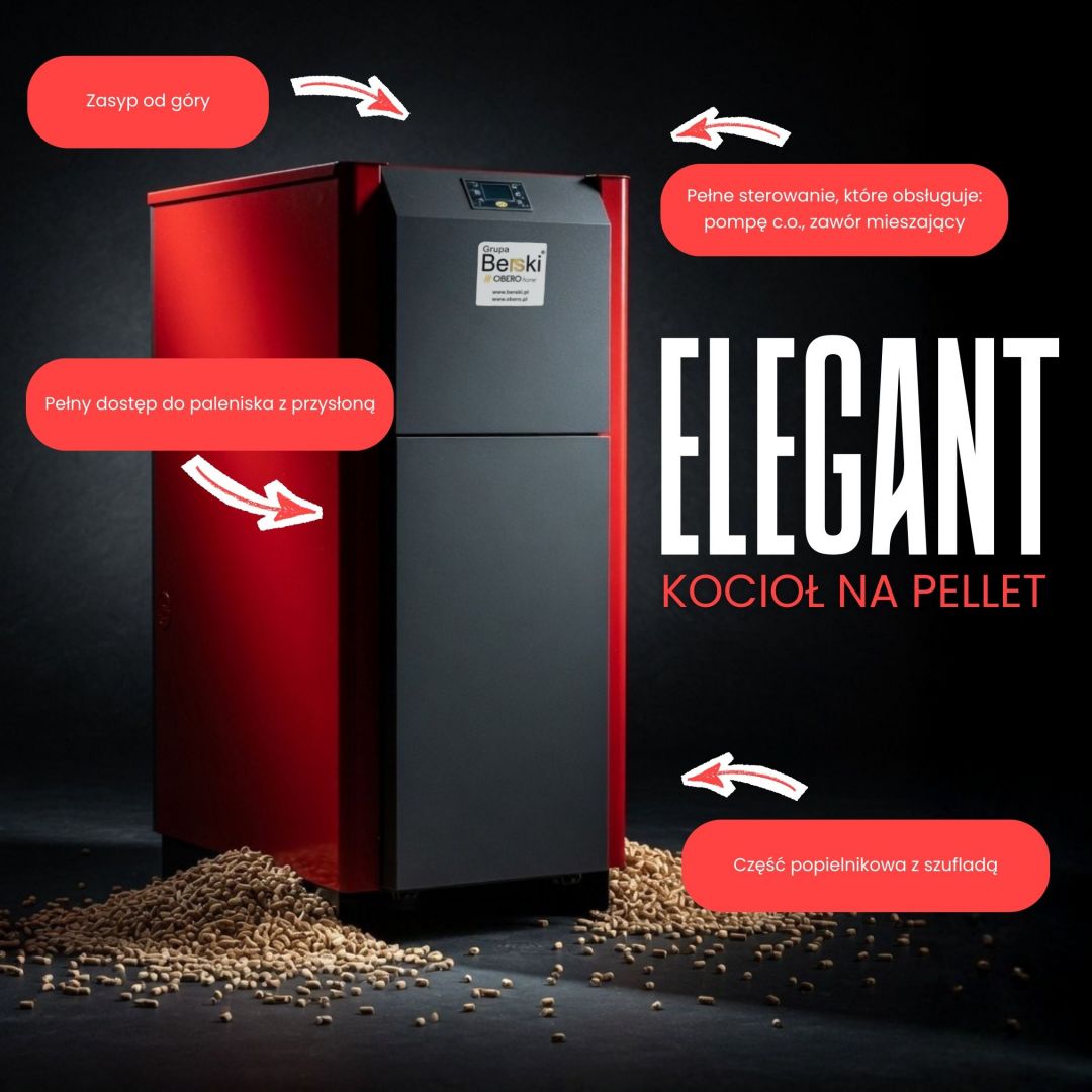 Piec pelletowy ELEGANT 37 kW - czysta energia w wersji Slim Brzeźnio - Zdjęcie 1
