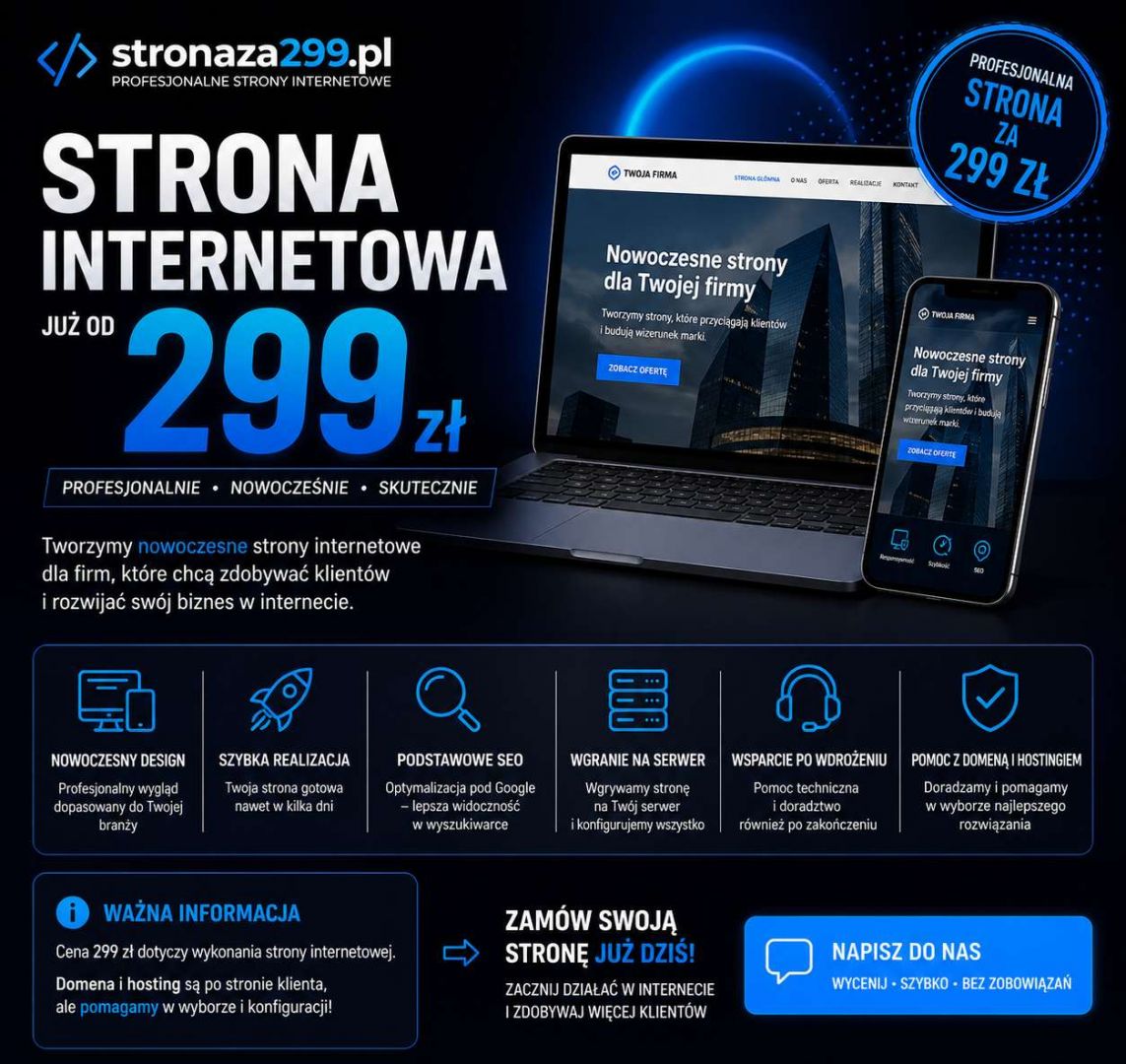 Strona internetowa już od 299 zł | Faktura cała Polska - Zdjęcie 1