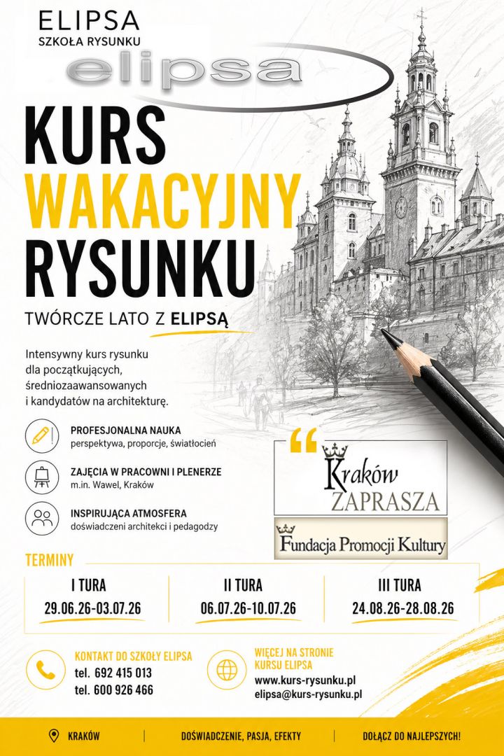 Wakacyjny kurs rysunku Elipsa 2026 Kraków - Zdjęcie 1