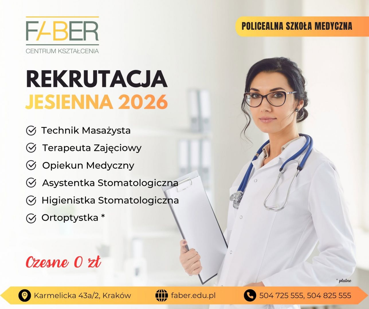 Kierunki medyczne za darmo – szkoła policealna Kraków Kraków - Zdjęcie 1