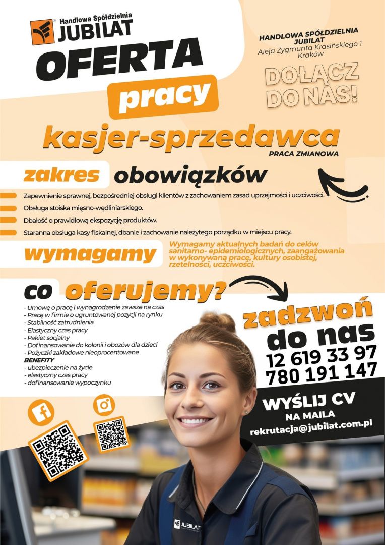 OFERTA PRACY – Kasjer/Sprzedawca  - Zdjęcie 1