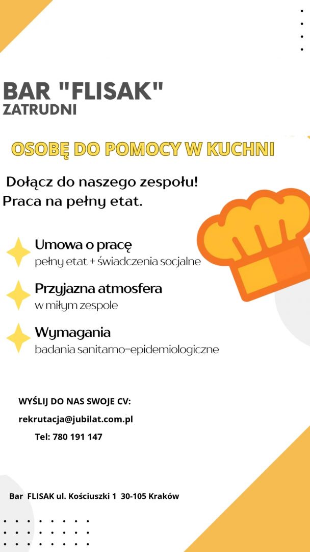 OSOBĘ DO POMOCY W KUCHNI Kraków - Zdjęcie 1
