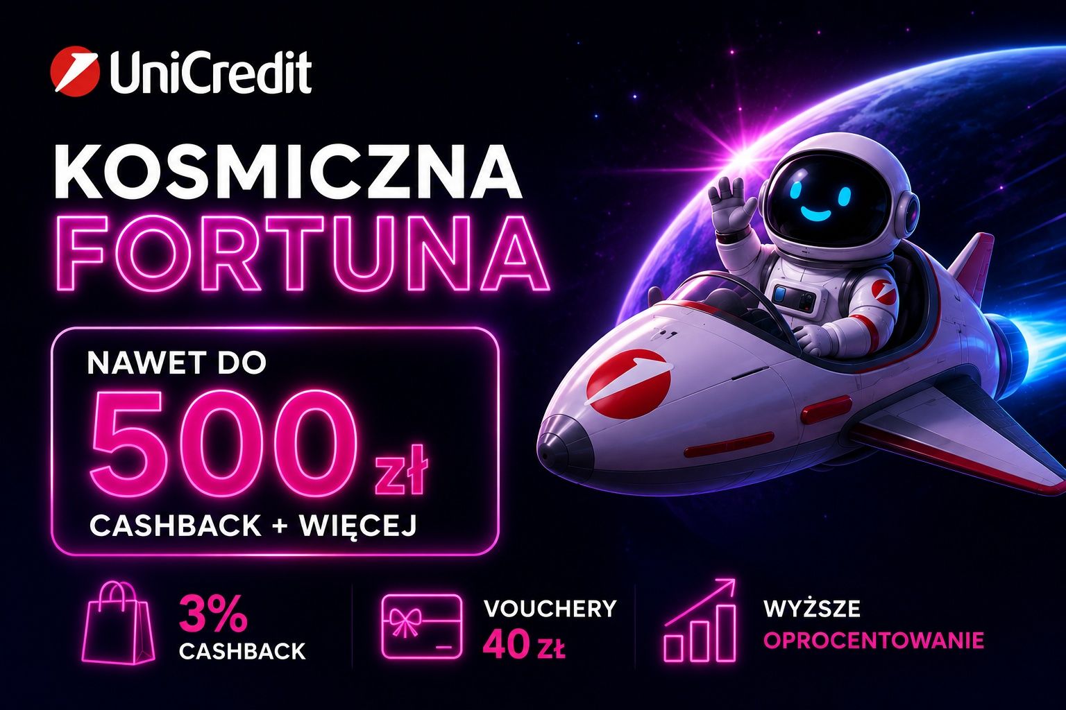 Konto UniCredit z grą Kosmiczna Fortuna – nagrody do 500 zł!  - Zdjęcie 1