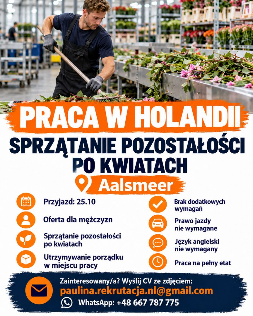 Sprzątanie pozostałości po kwiatach – Holandia – bez wymagań  - Zdjęcie 1